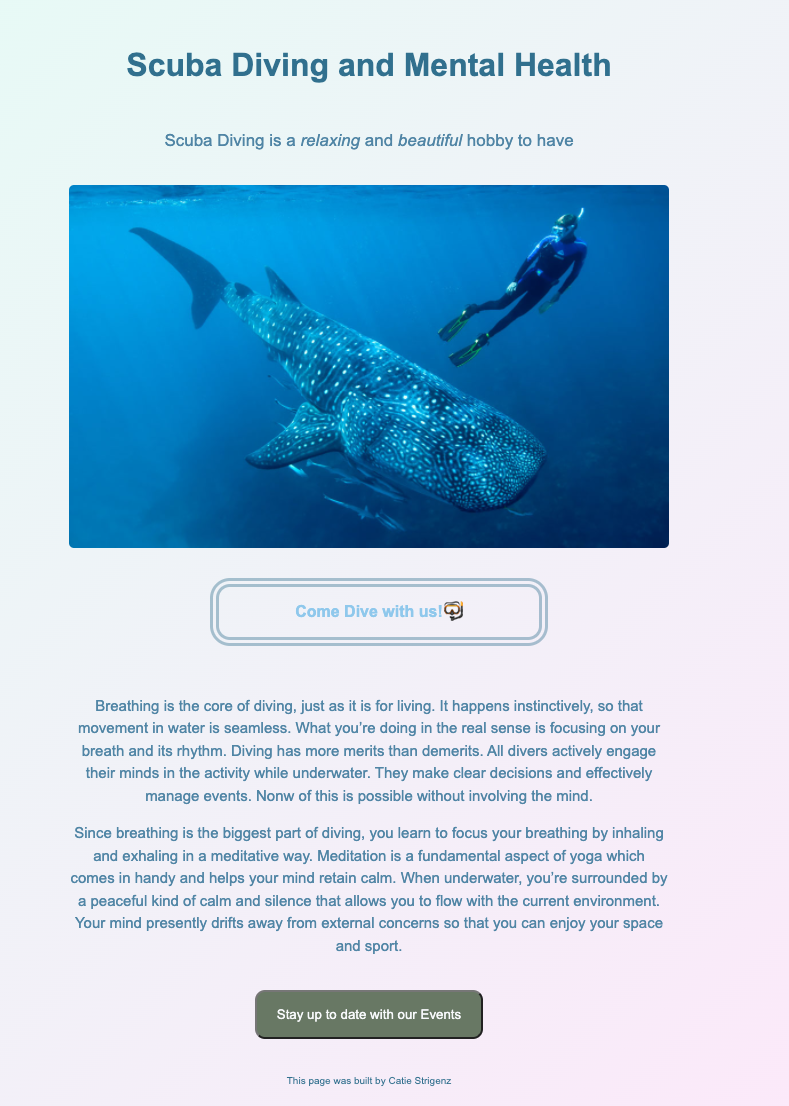 Screenshot of Scuba Diving Information